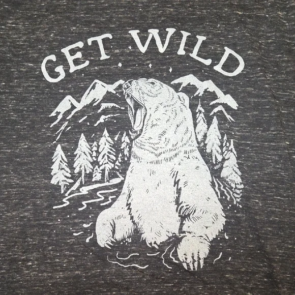 Get Wild Polar Bear Heather Gray Graphic T-Shirt - Picture 5 of 6